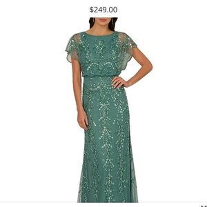 Adrianna Papell Green Embellished Maxi Dress